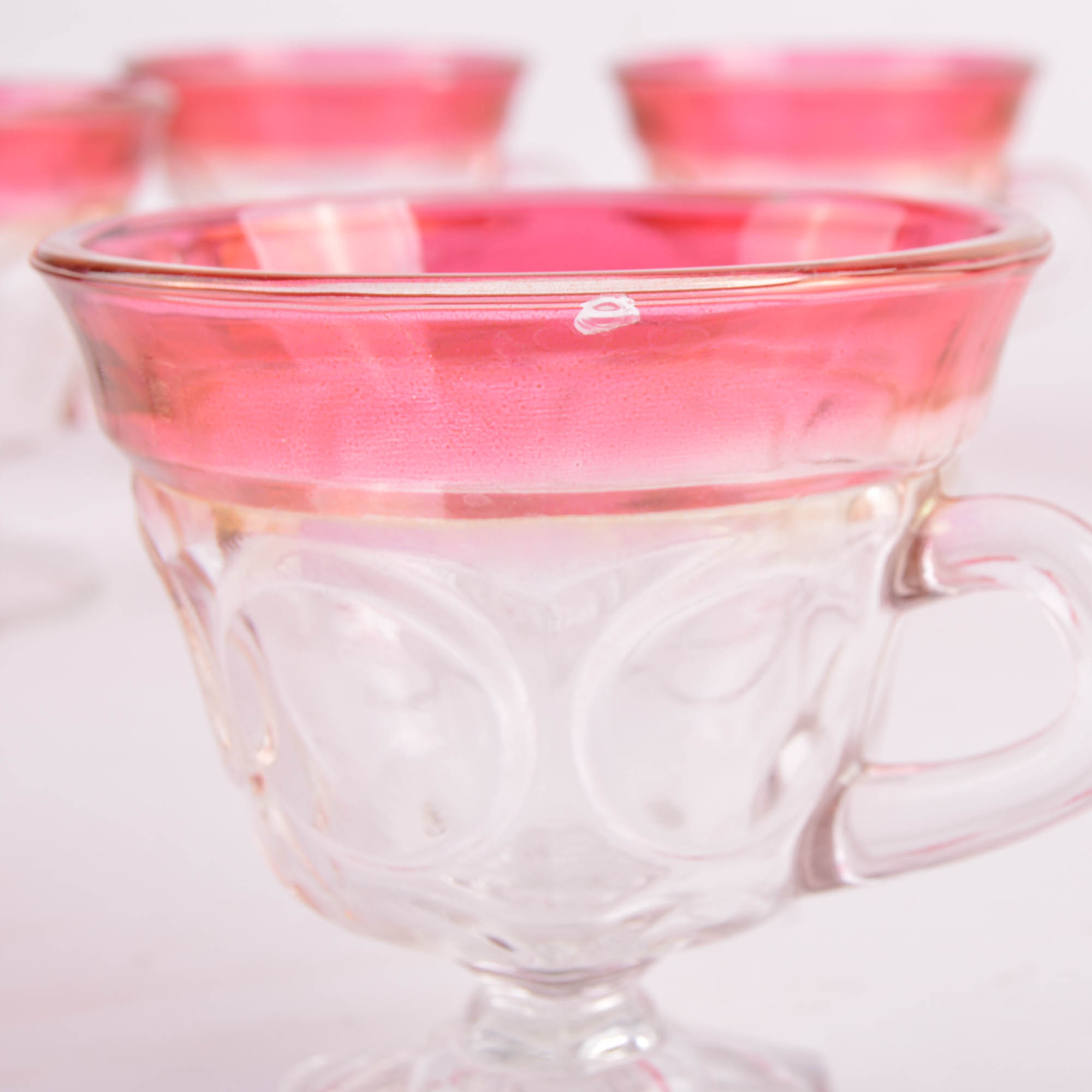 Cranberry Glass Punch Bowl and Glasses