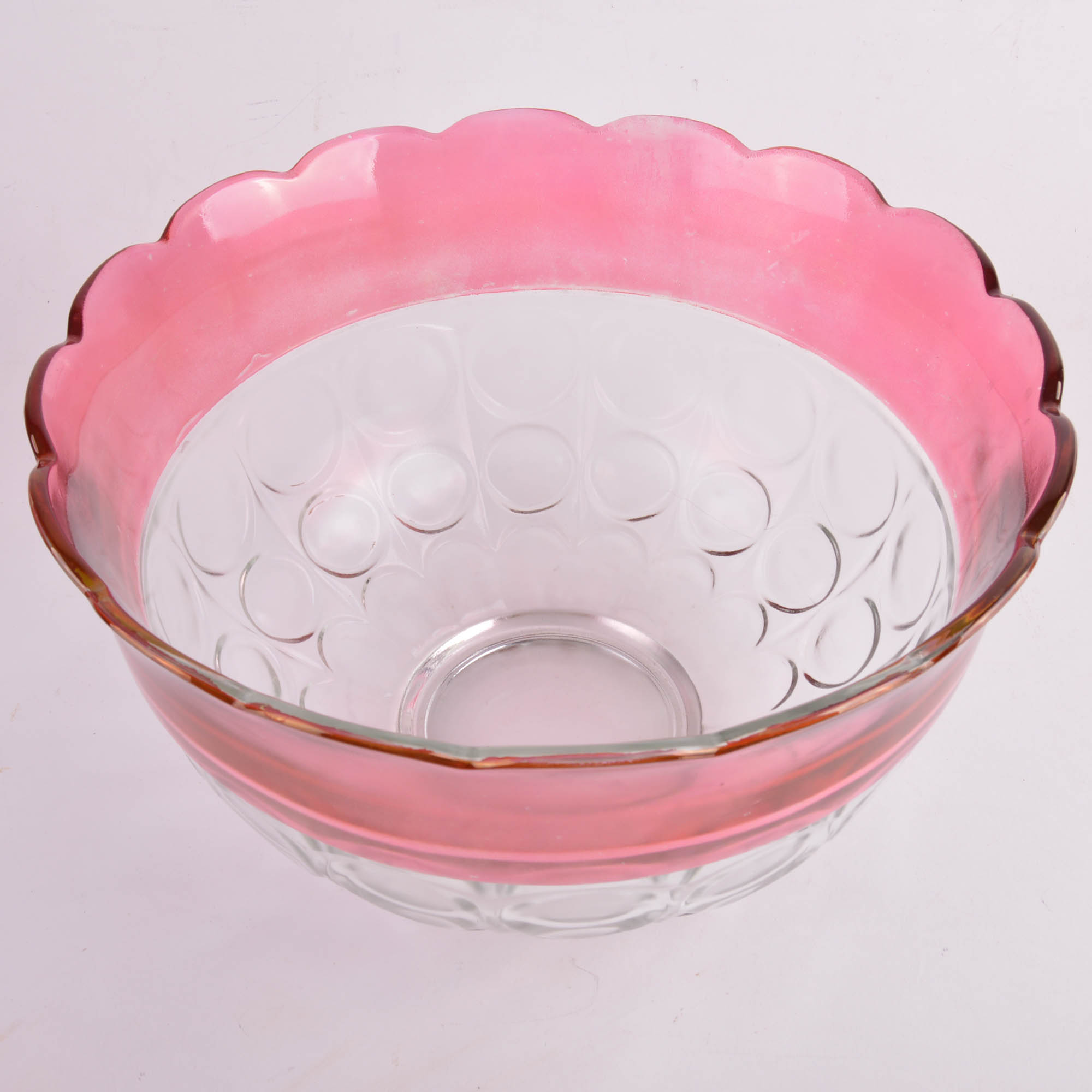 Cranberry Glass Punch Bowl and Glasses