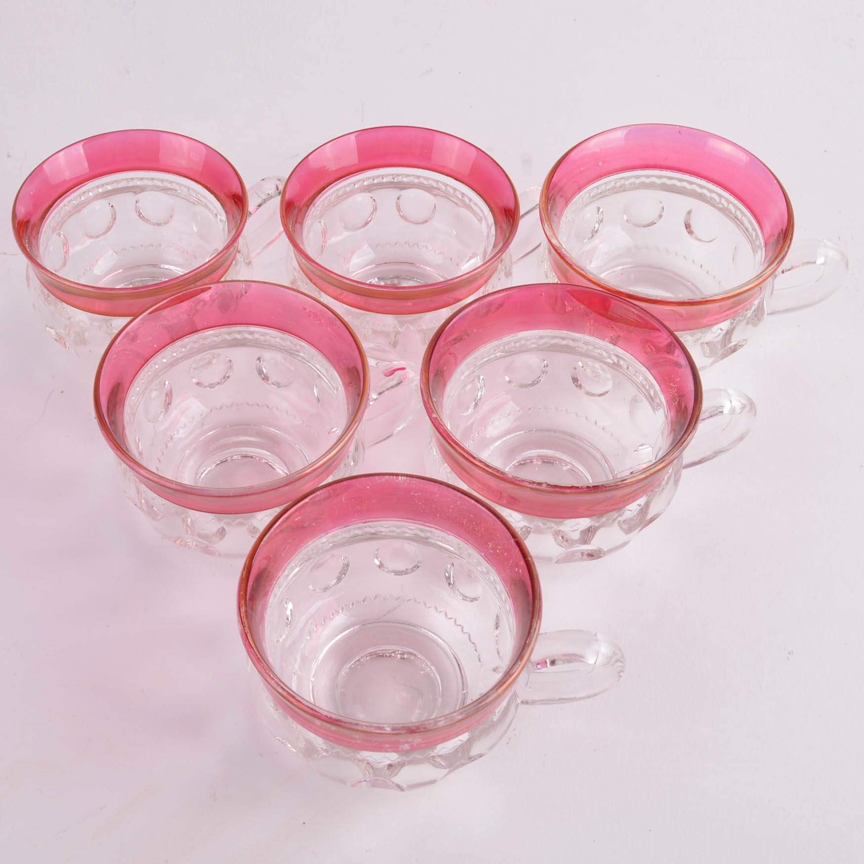 Cranberry Glass Punch Bowl and Glasses