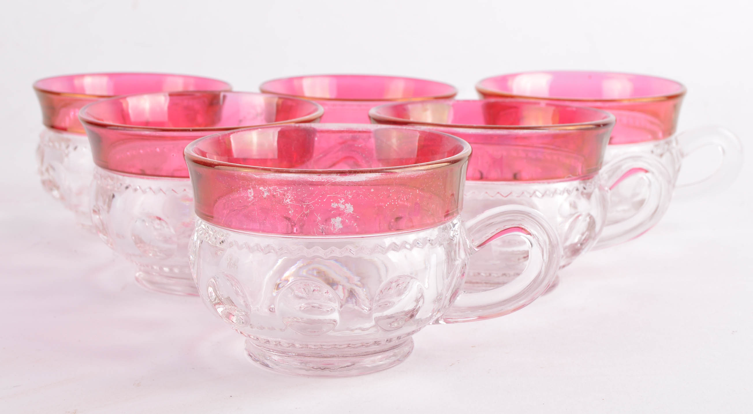 Cranberry Glass Punch Bowl and Glasses