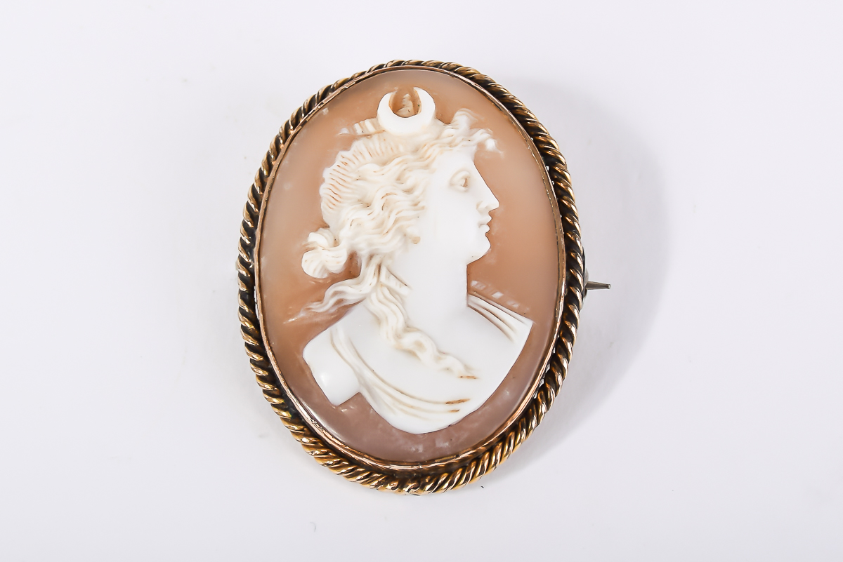Antique Shell Cameo Brooch