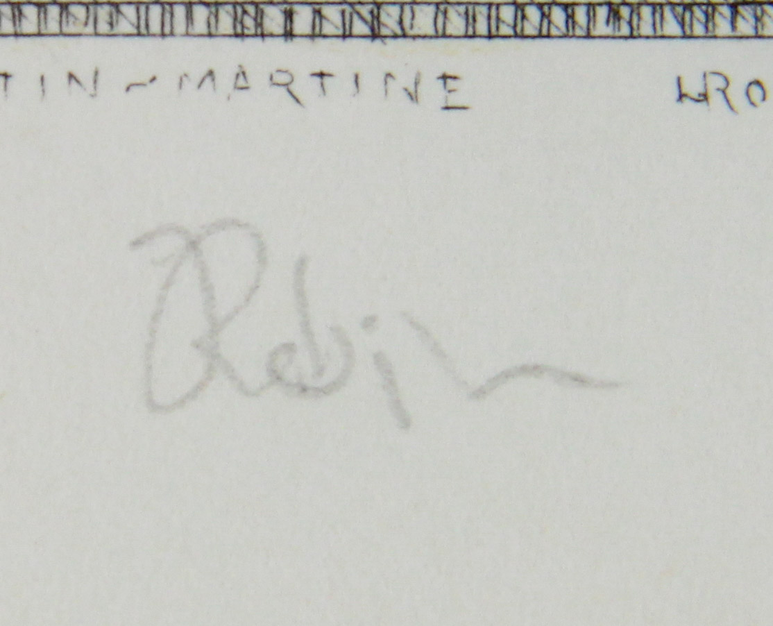 Signed Etching "Cambrai le Campanile de l'Hotel de Ville" by L. Robins