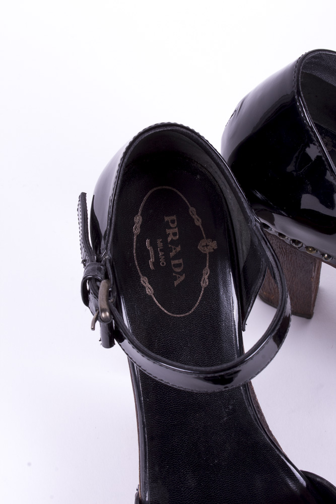 Prada Black Patent Leather Platform Heels