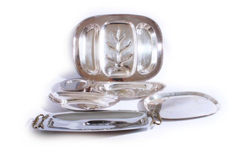 Collection of Modern Silver Plated Serving Trays