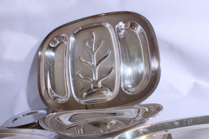 Collection of Modern Silver Plated Serving Trays