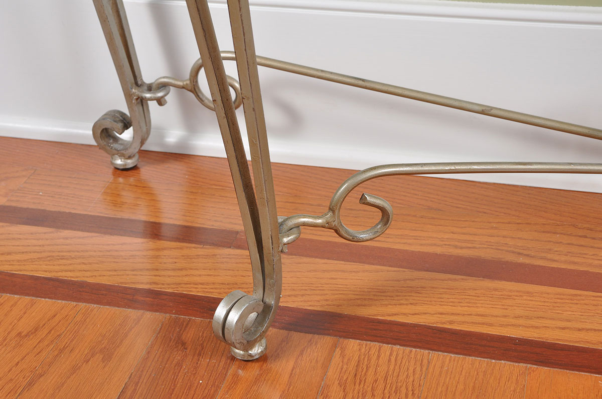 Contemporary Stone Top Console Table With Metal Base