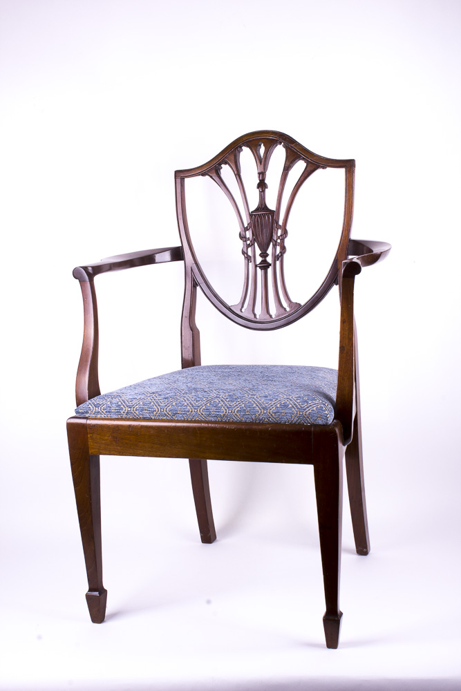 Antique Walnut Shield Back Arm Chair