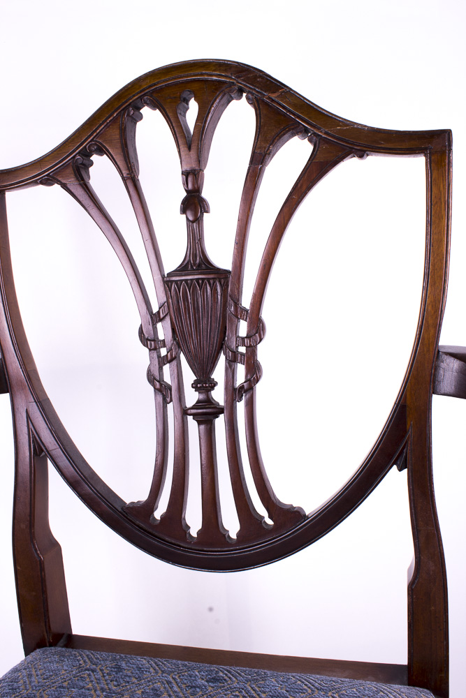 Antique Walnut Shield Back Arm Chair