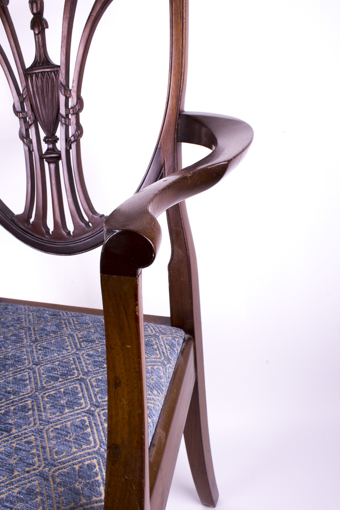 Antique Walnut Shield Back Arm Chair