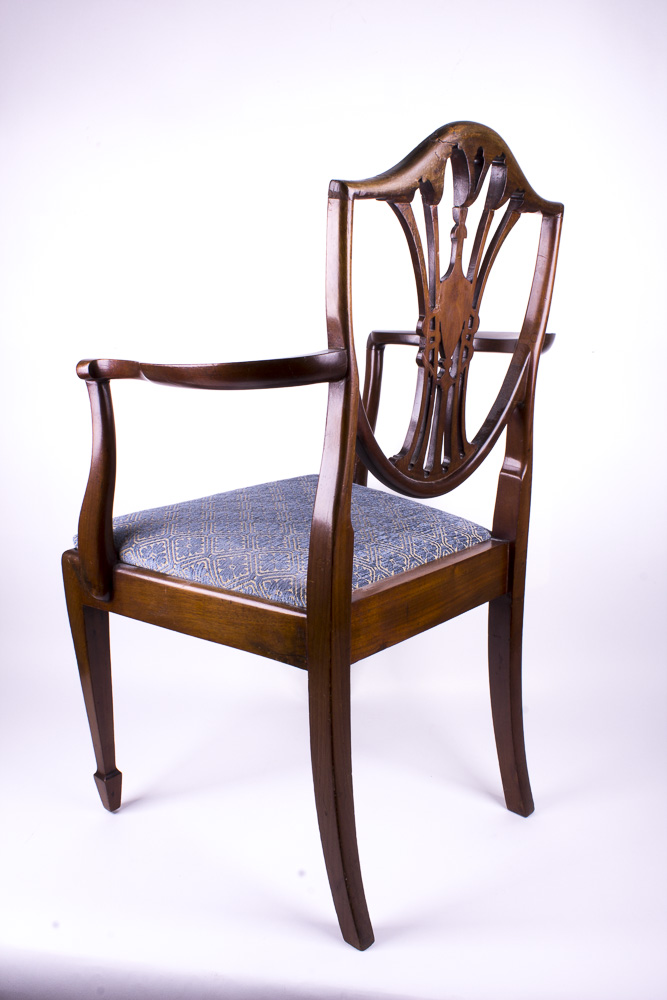Antique Walnut Shield Back Arm Chair