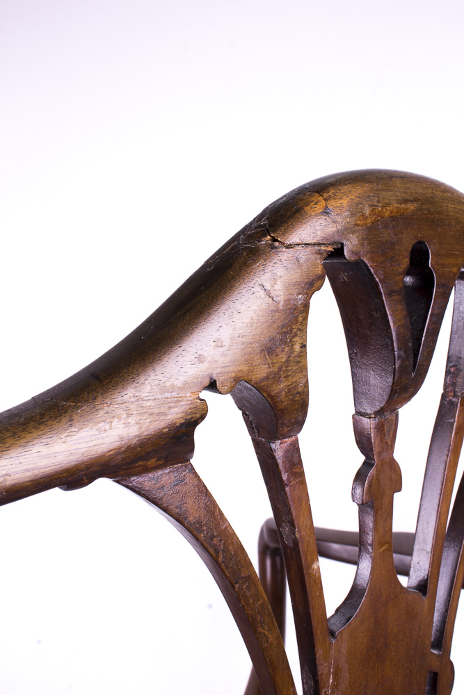 Antique Walnut Shield Back Arm Chair