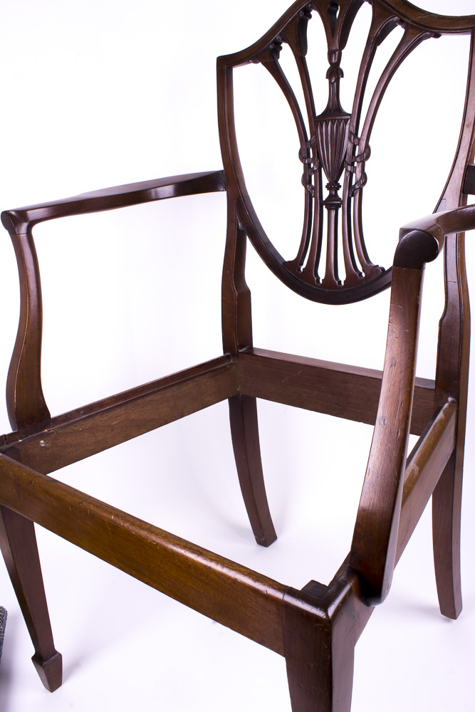 Antique Walnut Shield Back Arm Chair