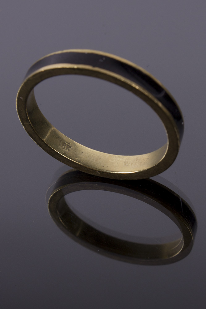 Trio of 18K Gold and Enamel Rings