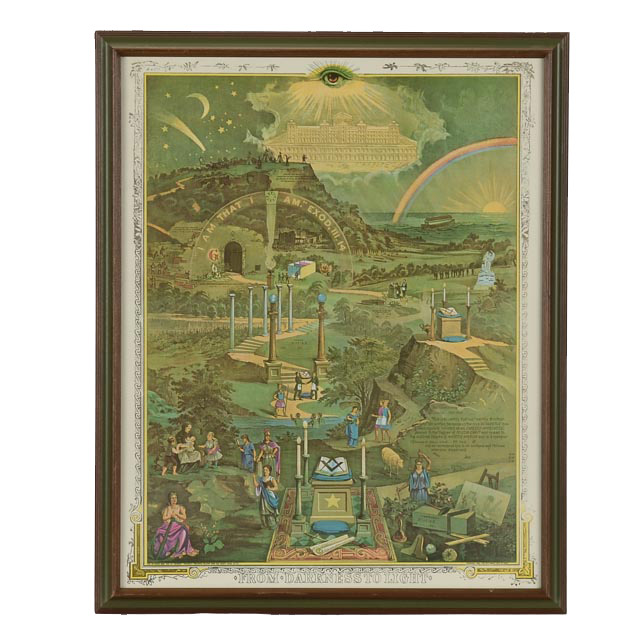 Vintage Freemason Cerificate "From Darkness to Light"