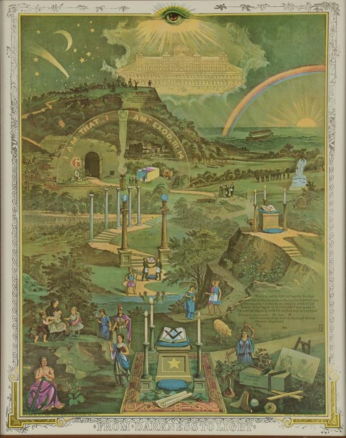 Vintage Freemason Cerificate "From Darkness to Light"