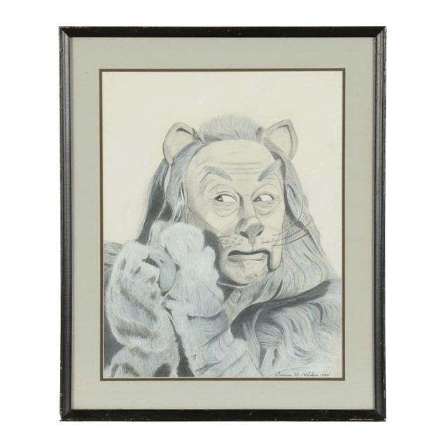Donna M. Holstein Graphite and Pastel Drawing of the Cowardly Lion