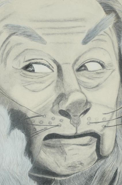 Donna M. Holstein Graphite and Pastel Drawing of the Cowardly Lion