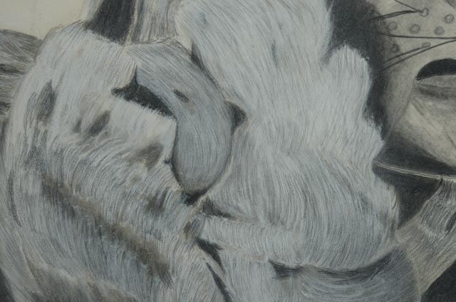 Donna M. Holstein Graphite and Pastel Drawing of the Cowardly Lion