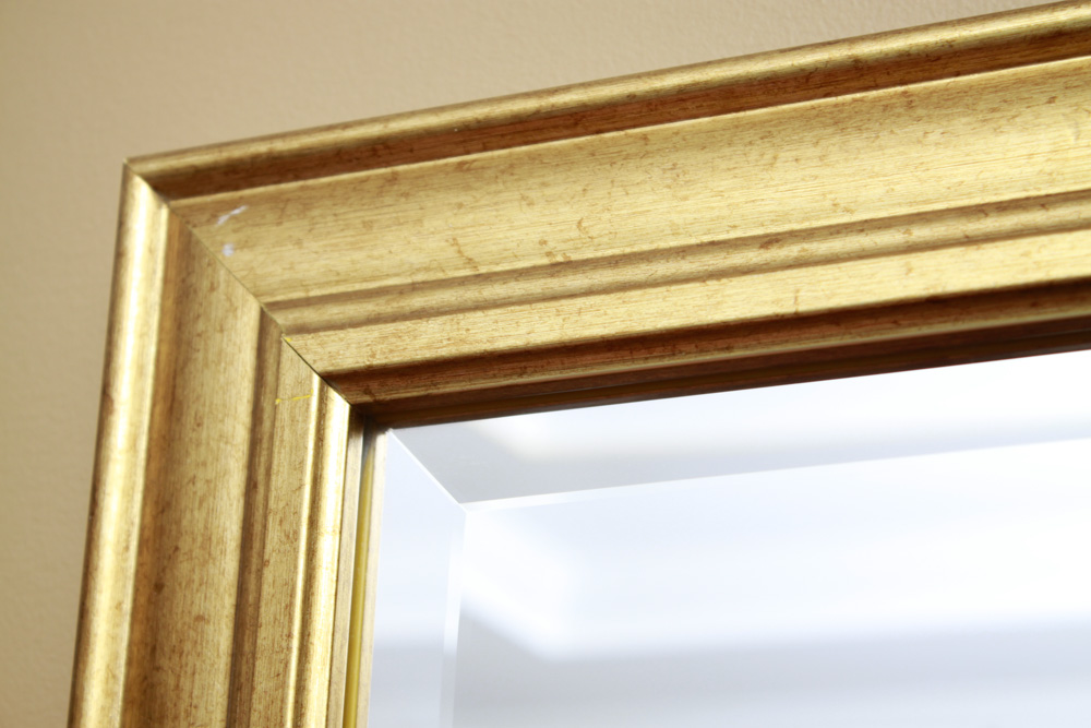 Modern Brass Toned Framed Wall Mirror