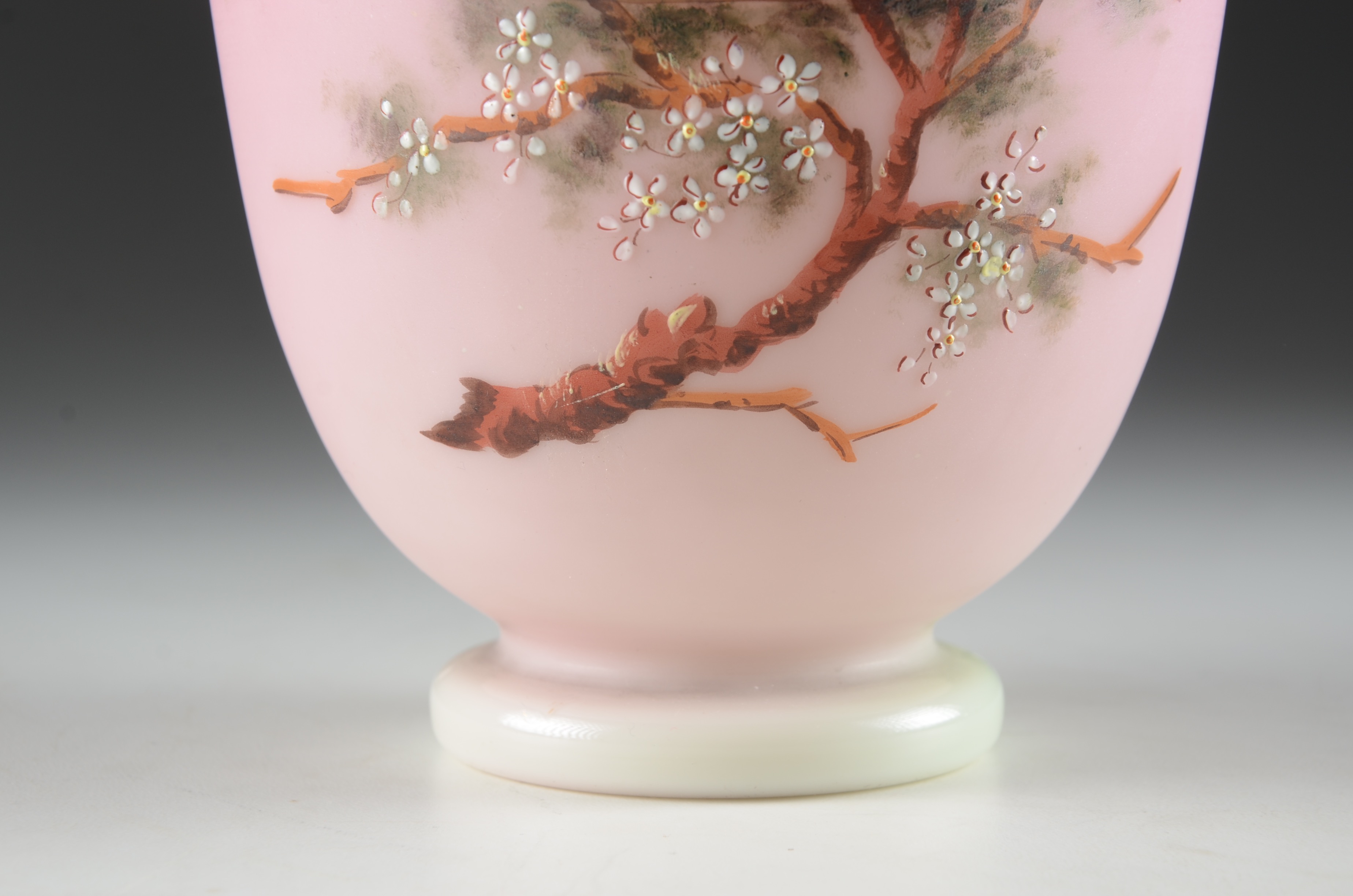 Hand-Painted Pink Cased Glass Vase