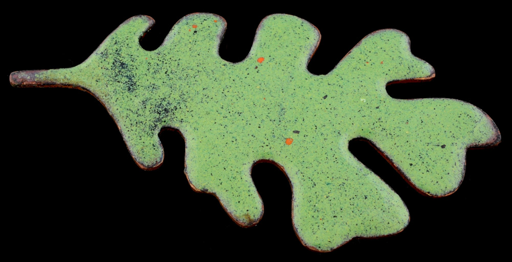 Vintage Enamel on Copper Earrings and Foliate Pin