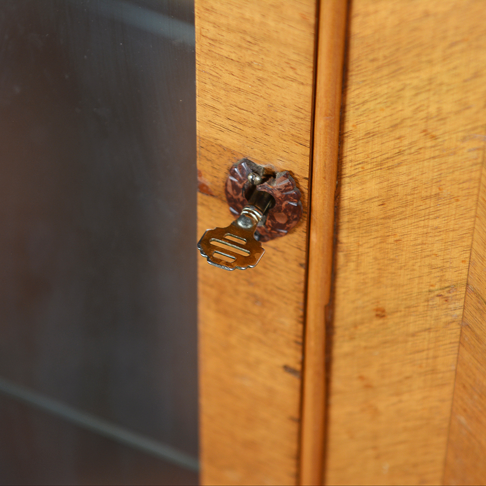 Art Deco-Style Mahogany Glass Door Cabinet