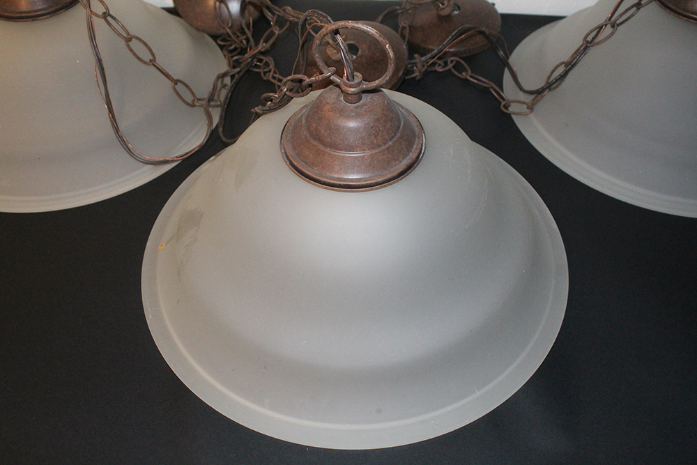 Frosted Glass Dome Pendant Light Fixtures with Bronze Attachments