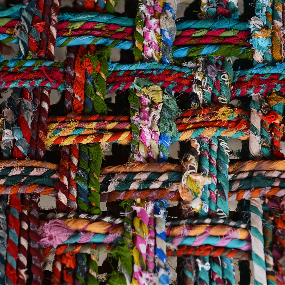 Multicolored Macrame Seat Bench