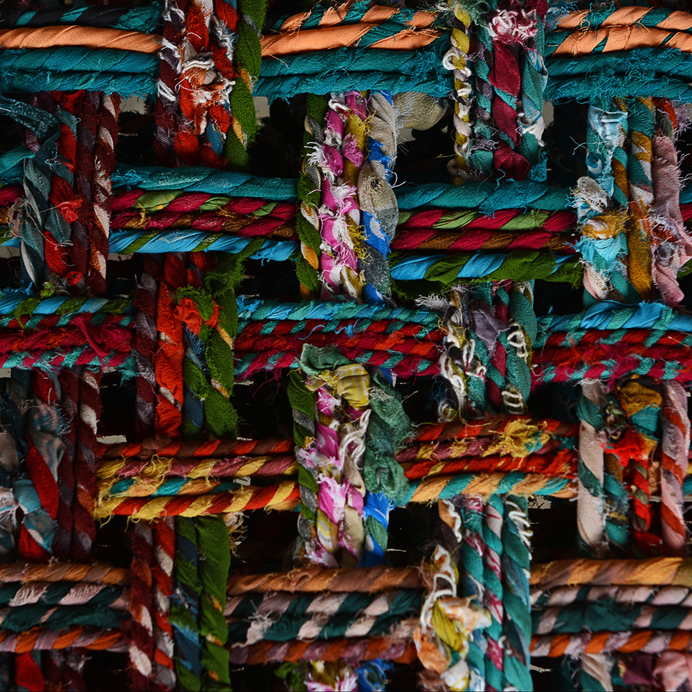 Multicolored Macrame Seat Bench