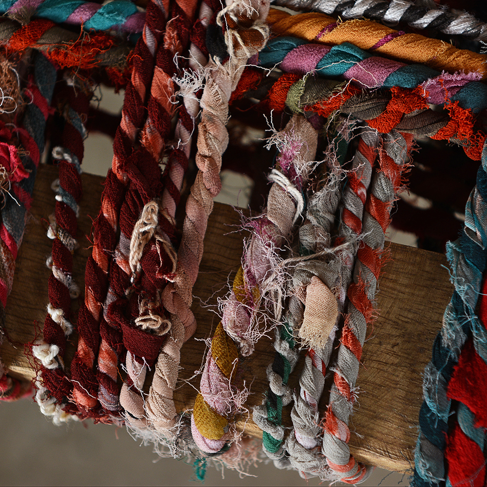 Multicolored Macrame Seat Bench