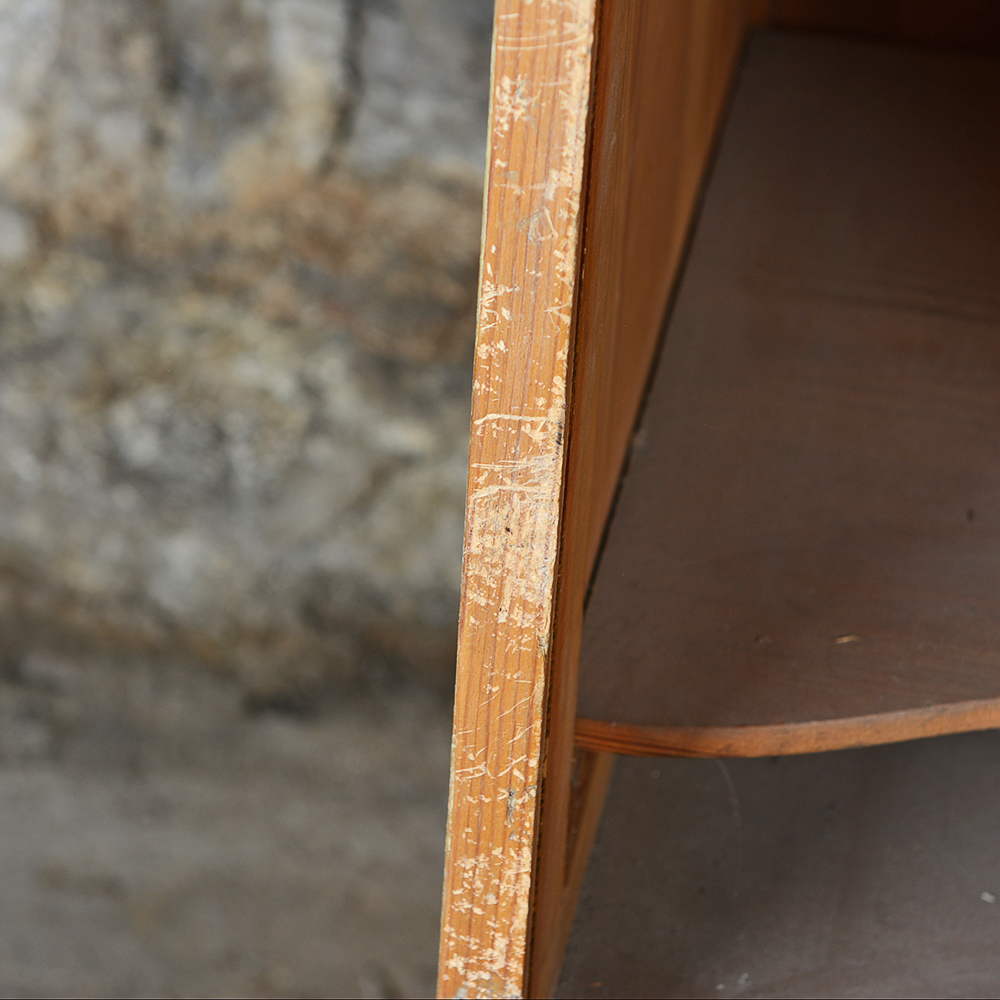 Pine Roll-Front Wardrobe with Built-In Hat Stands