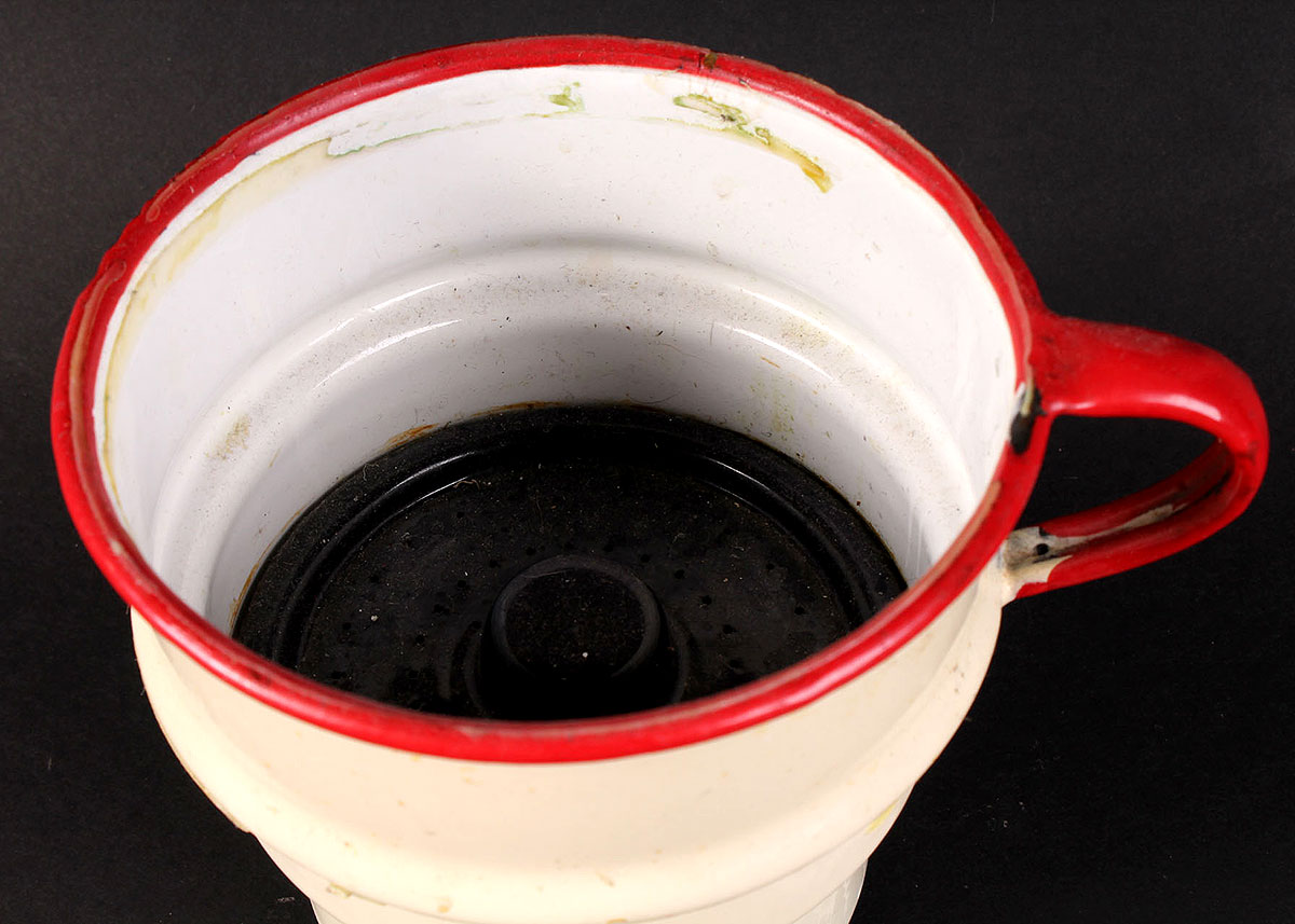Vintage White and Red Enamelware