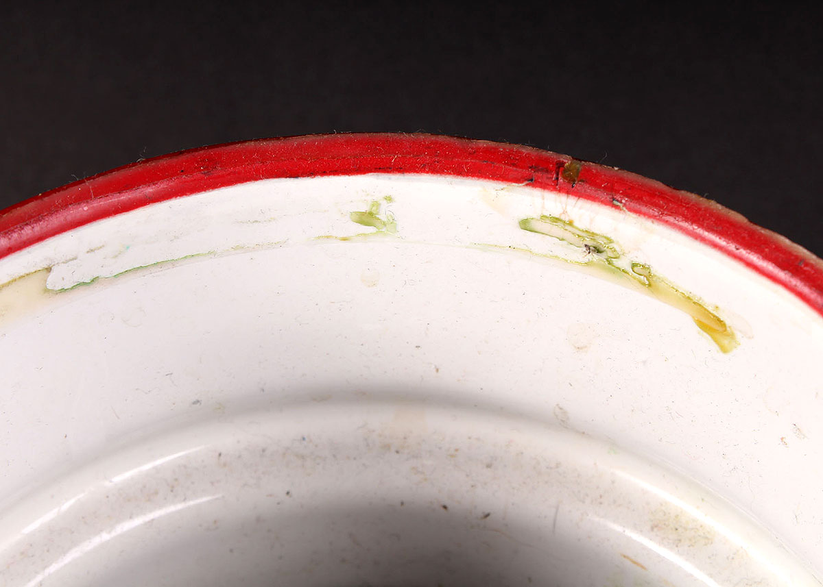 Vintage White and Red Enamelware