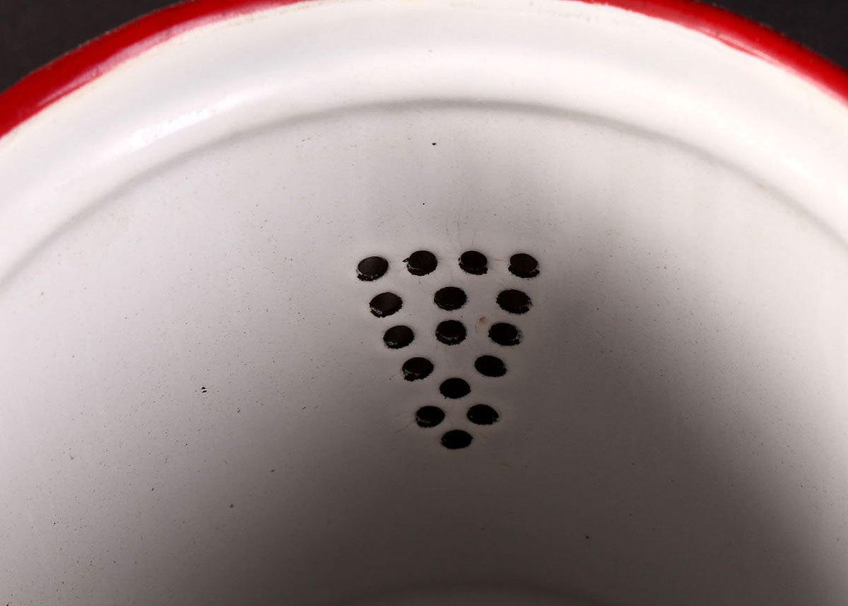 Vintage White and Red Enamelware