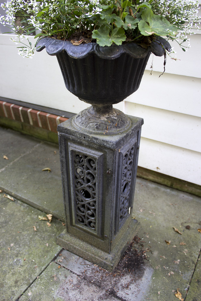 Pair of Metal Pedestal Planters