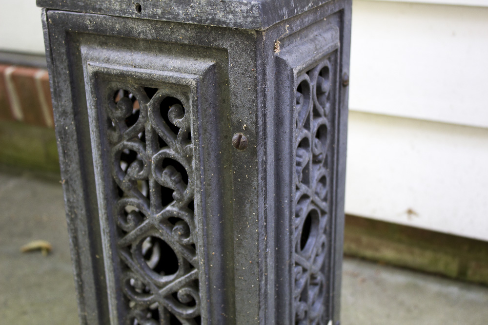 Pair of Metal Pedestal Planters