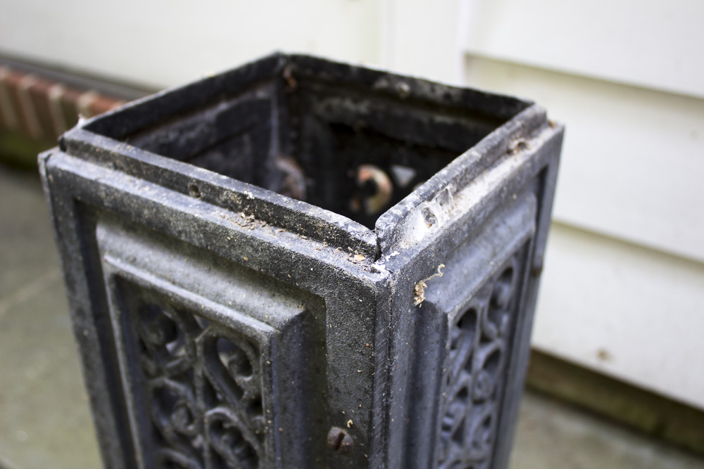 Pair of Metal Pedestal Planters