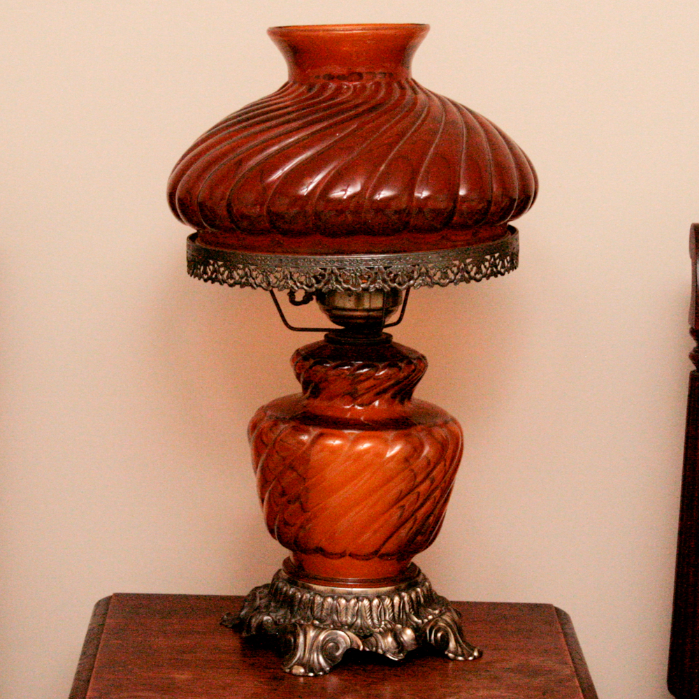 Antique Amber Glass Lamp