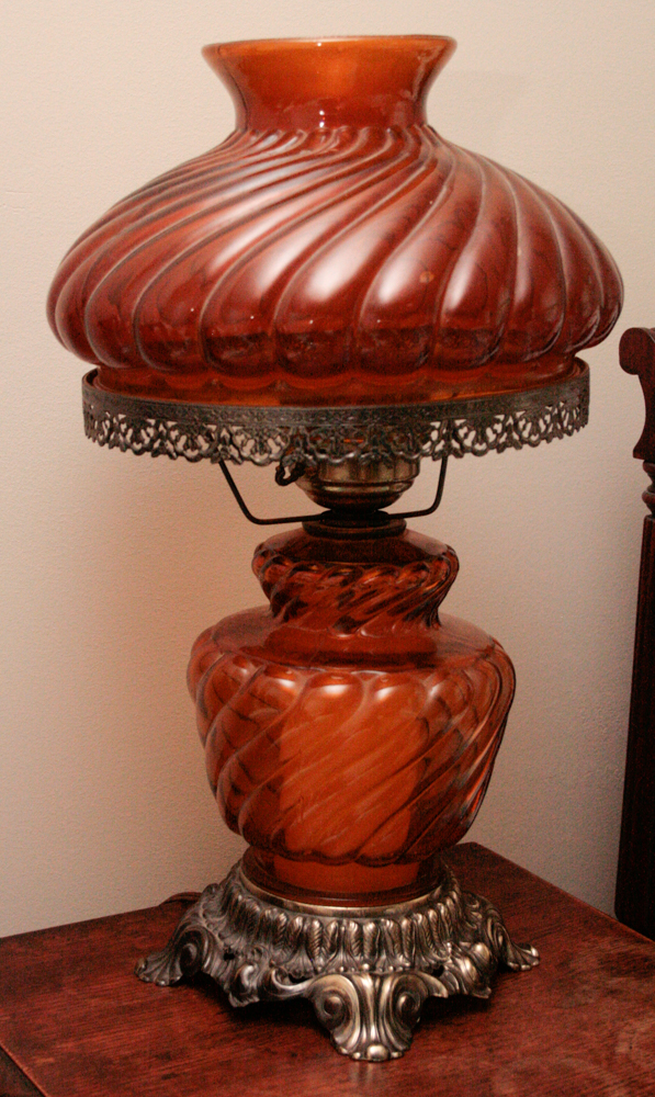 Antique Amber Glass Lamp