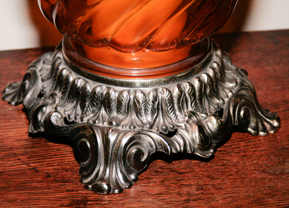 Antique Amber Glass Lamp