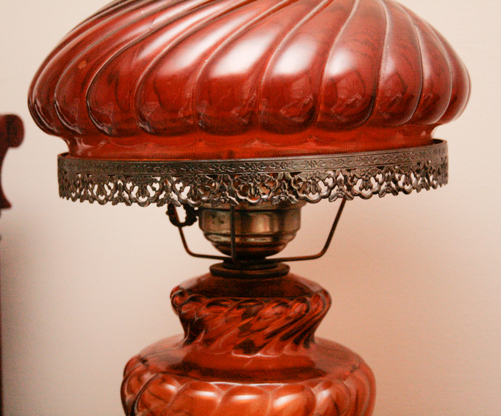 Antique Amber Glass Lamp