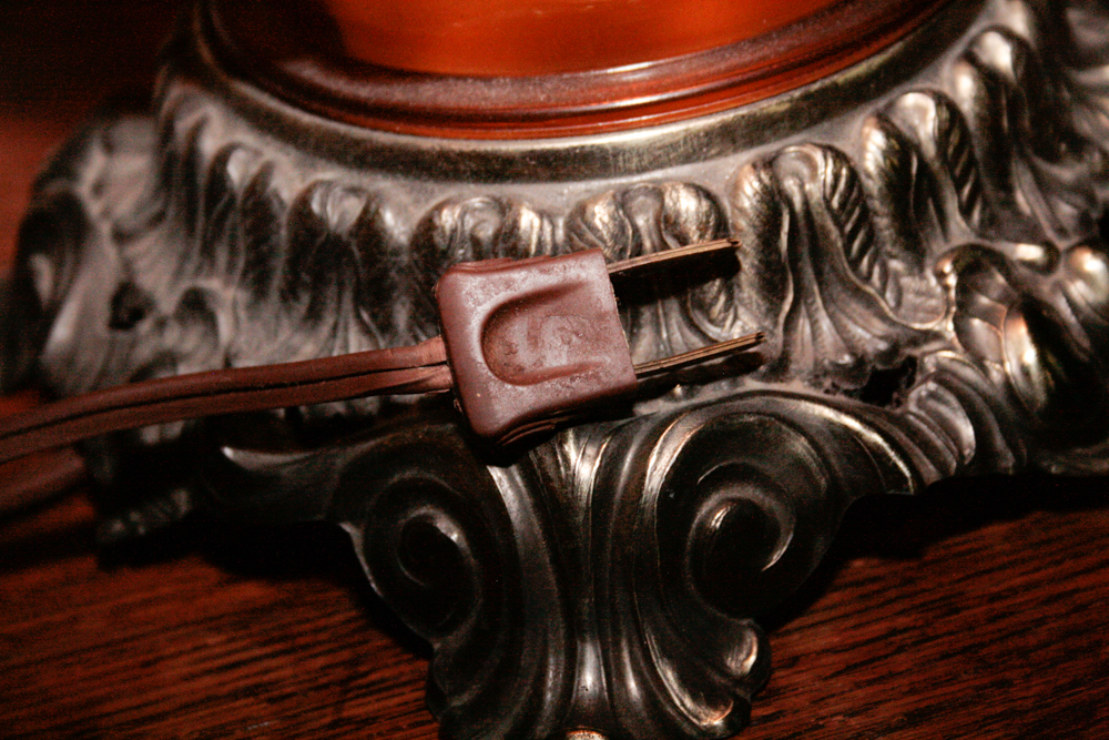 Antique Amber Glass Lamp