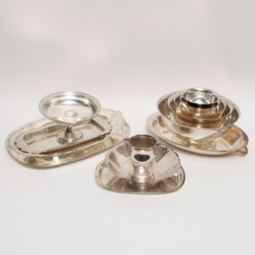 Collection of Paul Revere Silver Plate Bowls and Trays