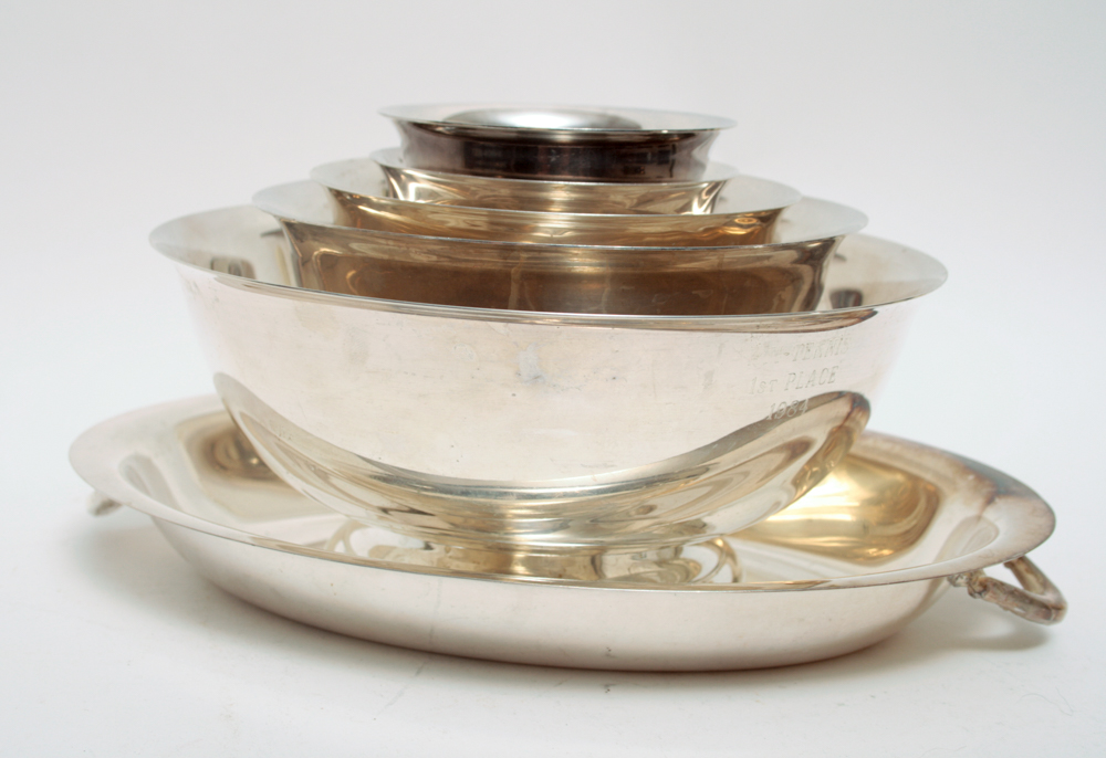 Collection of Paul Revere Silver Plate Bowls and Trays