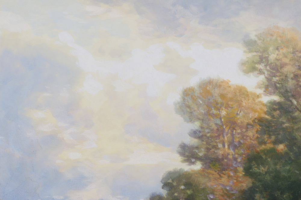 Original Gouache Painting of Cows by Carl Weber