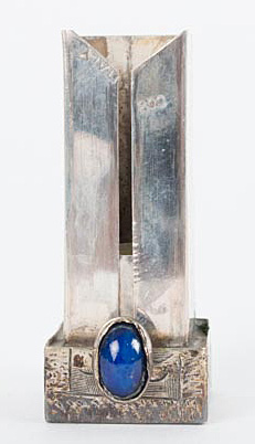 Pair of Coin Silver Lipstick Cases with Blue Glass Stones