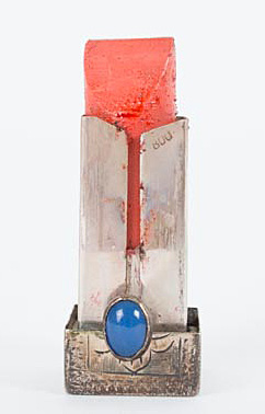 Pair of Coin Silver Lipstick Cases with Blue Glass Stones