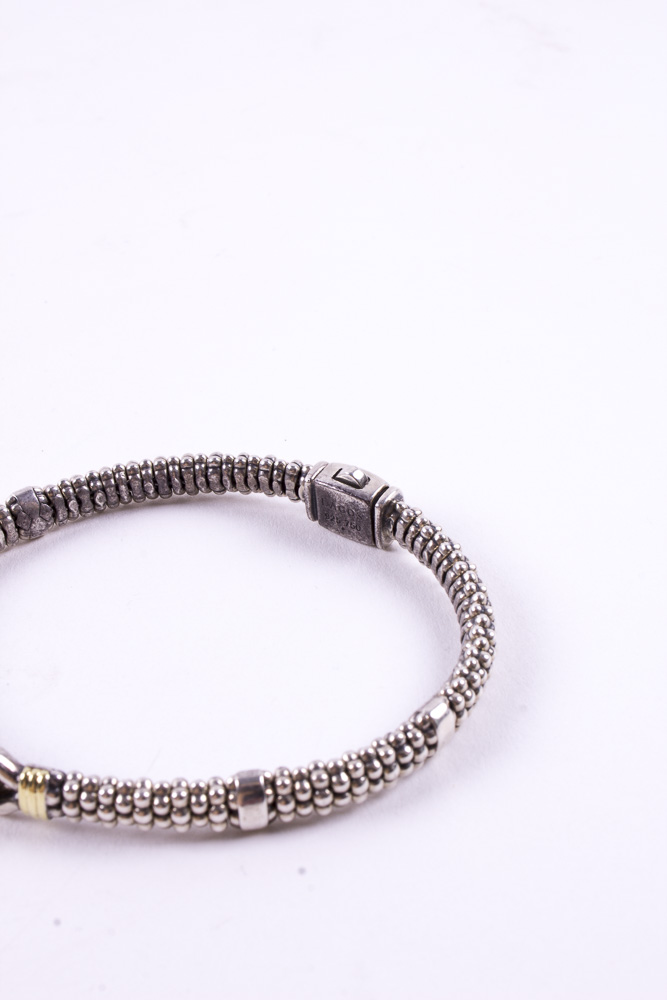 Sterling and 18 Karat Gold Lagos Derby Caviar Buckle Bracelet