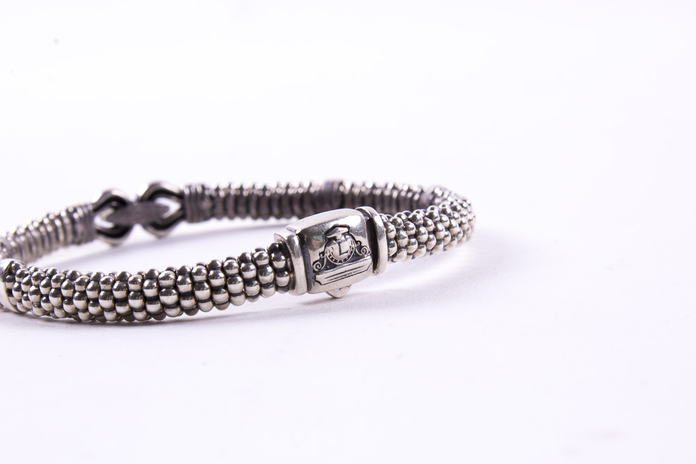 Sterling and 18 Karat Gold Lagos Derby Caviar Buckle Bracelet