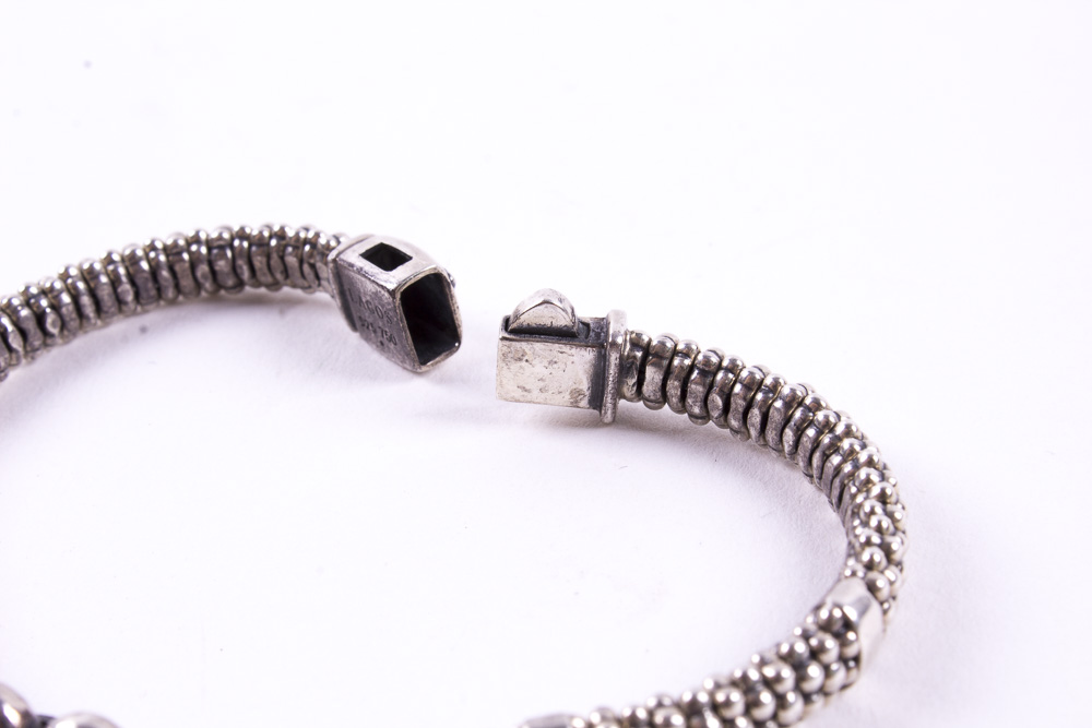 Sterling and 18 Karat Gold Lagos Derby Caviar Buckle Bracelet